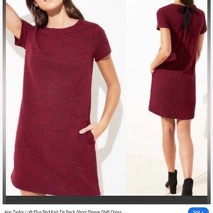 Loft Red Knit Tie Back Short Sleeve Dress, Size 2 Petite (runs large)